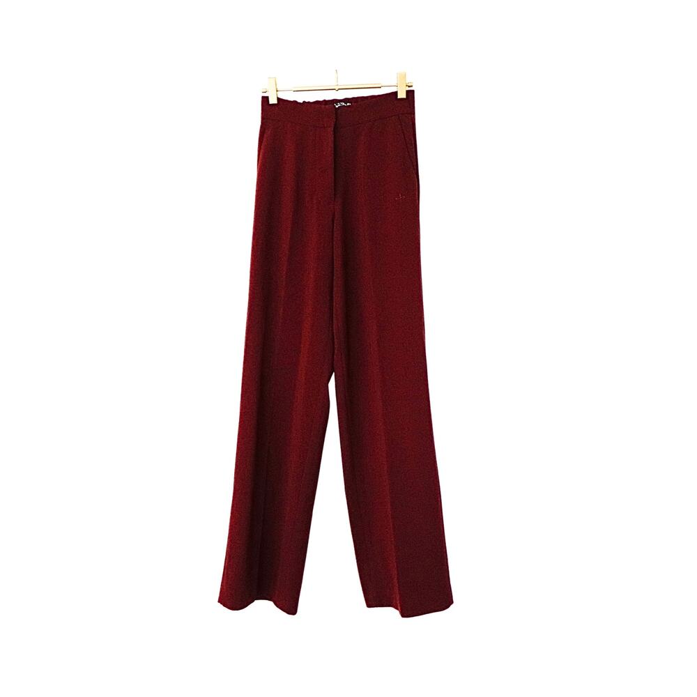 Women's Wide Leg Trousers - Burgundy - XS
